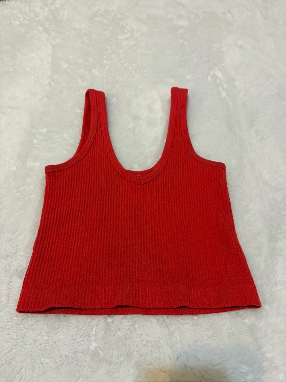 Out From Under Ribbed Tank Top – Red – Size Small